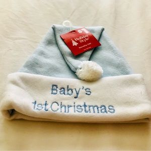 Baby boy first Christmas Santa hat